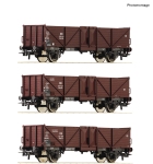 Roco 6600075 - H0 - 3-tlg. Set offener Güterwagen Omm 34, DB, Ep. III